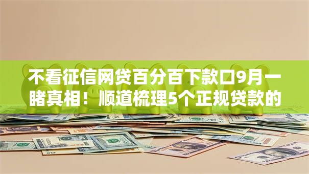 不看征信网贷百分百下款口9月一睹真相！顺道梳理5个正规贷款的条件