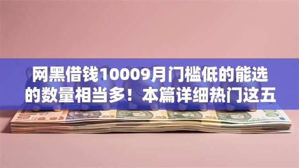 网黑借钱10009月门槛低的能选的数量相当多！本篇详细热门这五个借钱平台！