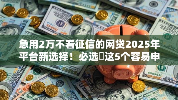 急用2万不看征信的网贷2025年平台新选择！必选​这5个容易申请的高额贷款平台