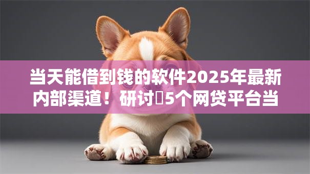 当天能借到钱的软件2025年最新内部渠道！研讨​5个网贷平台当天可贷款