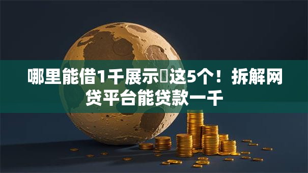 哪里能借1千展示​这5个！拆解网贷平台能贷款一千