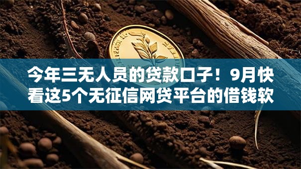 今年三无人员的贷款口子！9月快看这5个无征信网贷平台的借钱软件