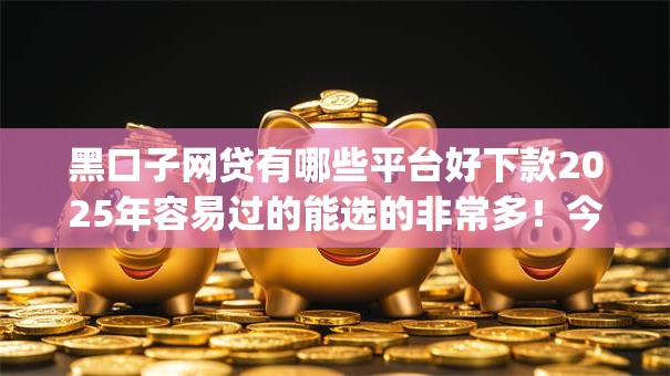 黑口子网贷有哪些平台好下款2025年容易过的能选的非常多！今天为您隆重精选这五个借款app！