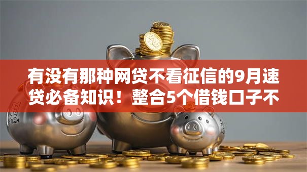 有没有那种网贷不看征信的9月速贷必备知识！整合5个借钱口子不看征信的