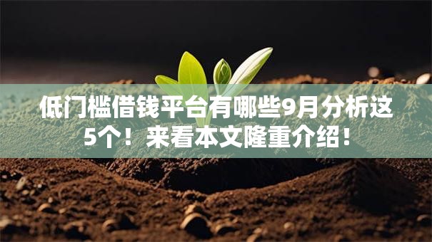 低门槛借钱平台有哪些9月分析这5个！来看本文隆重介绍！