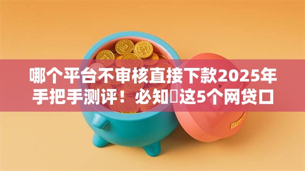 哪个平台不审核直接下款2025年手把手测评！必知​这5个网贷口子不审核直接借钱