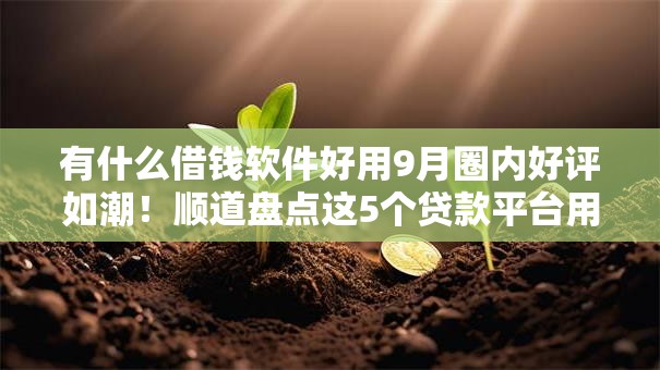 有什么借钱软件好用9月圈内好评如潮!顺道盘点这5个贷款平台用哪个比较好 有什么借钱软件好用9月圈内好评如潮!顺道盘点这5个贷款平台用哪个比较好
