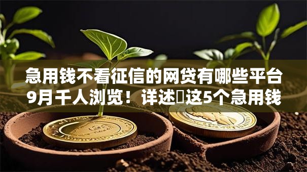 急用钱不看征信的网贷有哪些平台9月千人浏览!详述这5个急用钱不看征信的借钱口子 急用钱不看征信的网贷有哪些平台9月千人浏览!详述这5个急用钱不看征信的借钱口子
