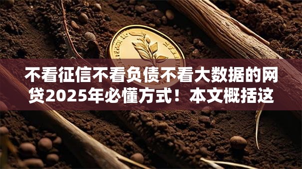 不看征信不看负债不看大数据的网贷2025年必懂方式！本文概括这5个凭身份证手机号可以借款的网贷