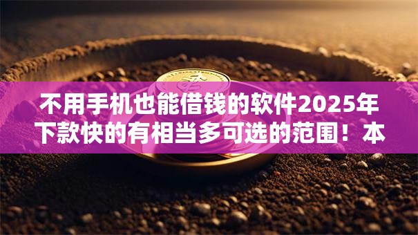 不用手机也能借钱的软件2025年下款快的有相当多可选的范围！本文细致筛选这五个借钱口子！