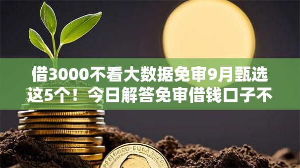 借3000不看大数据免审9月甄选这5个！今日解答免审借钱口子不看大数据给三千