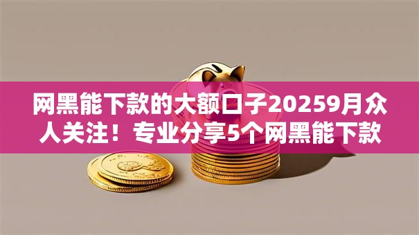 网黑能下款的大额口子20259月众人关注！专业分享5个网黑能下款的网贷软件借钱