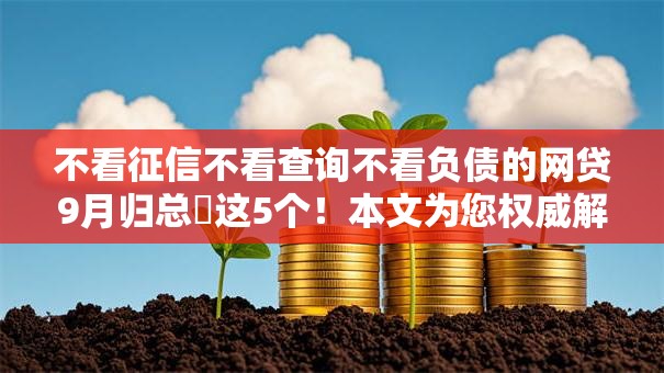 不看征信不看查询不看负债的网贷9月归总这5个!本文为您权威解答! 不看征信不看查询不看负债的网贷9月归总这5个!本文为您权威解答!