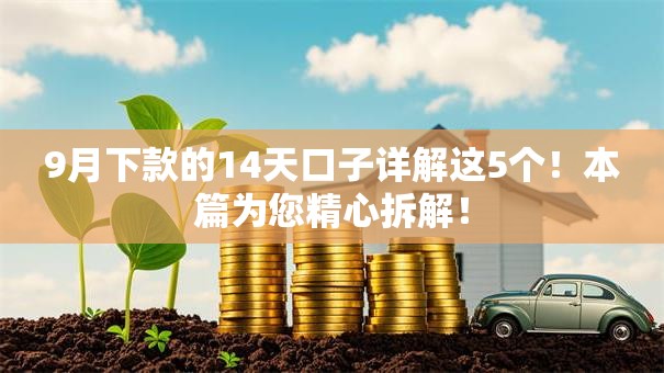 9月下款的14天口子详解这5个！本篇为您精心拆解！