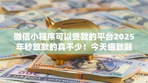 微信小程序可以贷款的平台2025年秒放款的真不少!今天细致融合这五个网贷平台! 微信小程序可以贷款的平台2025年秒放款的真不少!今天细致融合这五个网贷平台!