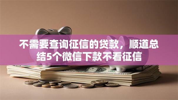 不需要查询征信的贷款，顺道总结5个微信下款不看征信