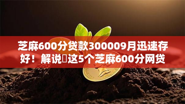 芝麻600分贷款300009月迅速存好！解说​这5个芝麻600分网贷30000口子