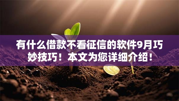 有什么借款不看征信的软件9月巧妙技巧!本文为您详细介绍! 有什么借款不看征信的软件9月巧妙技巧!本文为您详细介绍!