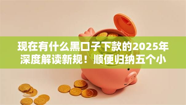 现在有什么黑口子下款的2025年深度解读新规！顺便归纳五个小额贷款不查征信的口子