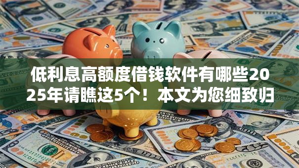 低利息高额度借钱软件有哪些2025年请瞧这5个！本文为您细致归集！