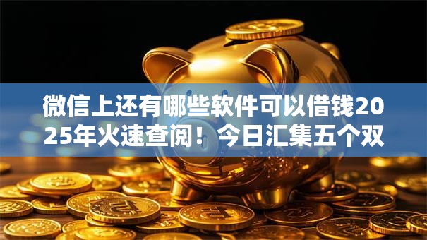 微信上还有哪些软件可以借钱2025年火速查阅！今日汇集五个双黑借款5000