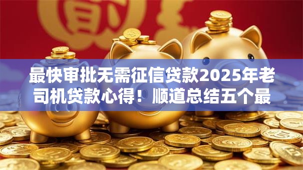 最快审批无需征信贷款2025年老司机贷款心得！顺道总结五个最快审批借钱无需征信口子