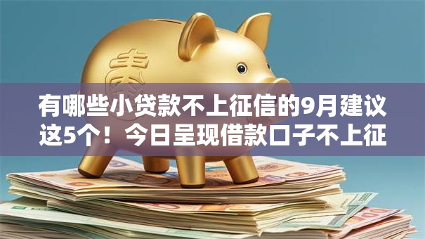有哪些小贷款不上征信的9月建议这5个！今日呈现借款口子不上征信的有一些