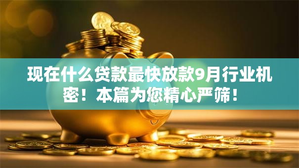 现在什么贷款最快放款9月行业机密！本篇为您精心严筛！