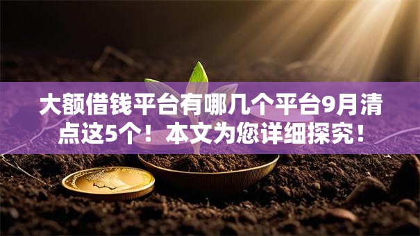 大额借钱平台有哪几个平台9月清点这5个！本文为您详细探究！