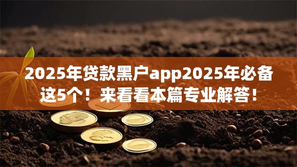 2025年贷款黑户app2025年必备这5个!来看看本篇专业解答! 2025年贷款黑户app2025年必备这5个!来看看本篇专业解答!