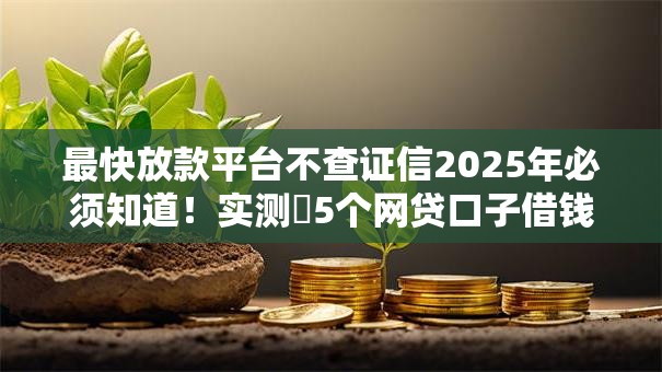 最快放款平台不查证信2025年必须知道！实测​5个网贷口子借钱最快不查征信