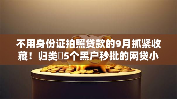 不用身份证拍照贷款的9月抓紧收藏!归类5个黑户秒批的网贷小口子 不用身份证拍照贷款的9月抓紧收藏!归类5个黑户秒批的网贷小口子