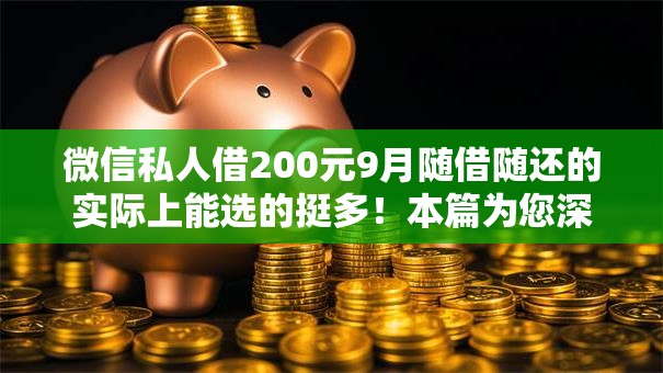 微信私人借200元9月随借随还的实际上能选的挺多!本篇为您深入精选这五个贷款软件! 微信私人借200元9月随借随还的实际上能选的挺多!本篇为您深入精选这五个贷款软件!