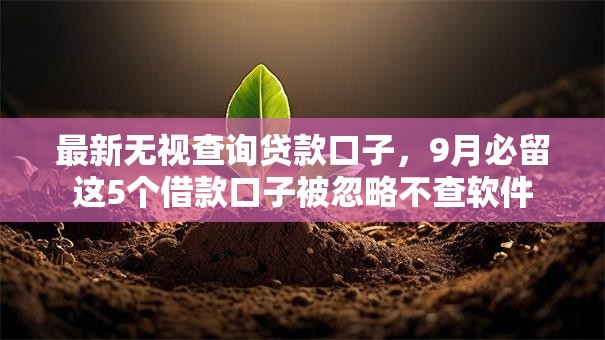 最新无视查询贷款口子,9月必留这5个借款口子被忽略不查软件 最新无视查询贷款口子,9月必留这5个借款口子被忽略不查软件