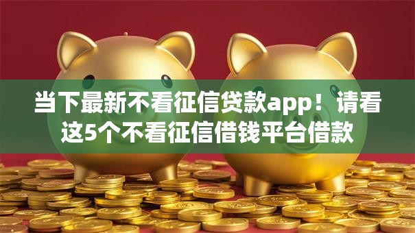 当下最新不看征信贷款app！请看这5个不看征信借钱平台借款