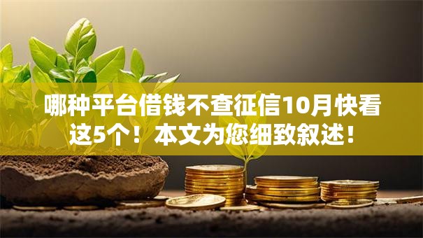 哪种平台借钱不查征信10月快看这5个!本文为您细致叙述! 哪种平台借钱不查征信10月快看这5个!本文为您细致叙述!
