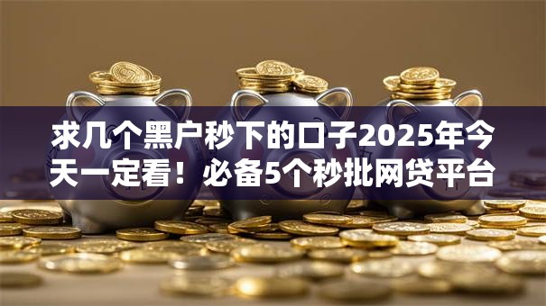 求几个黑户秒下的口子2025年今天一定看！必备5个秒批网贷平台的借钱渠道