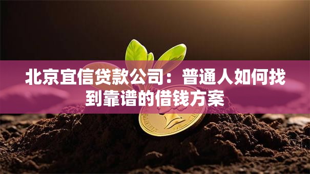 北京宜信贷款公司：普通人如何找到靠谱的借钱方案