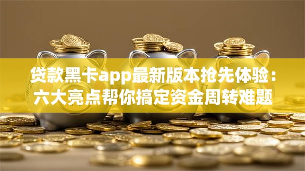 贷款黑卡app最新版本抢先体验：六大亮点帮你搞定资金周转难题