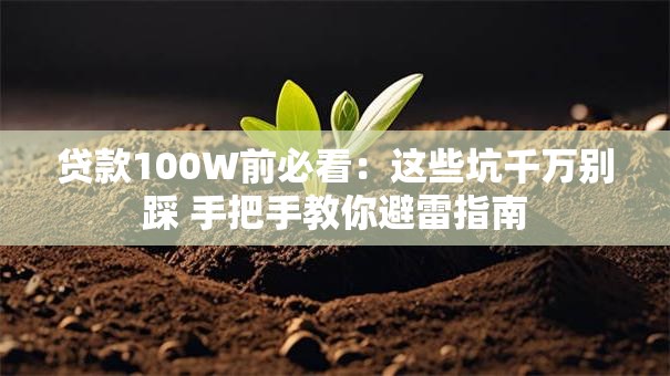 贷款100W前必看：这些坑千万别踩 手把手教你避雷指南