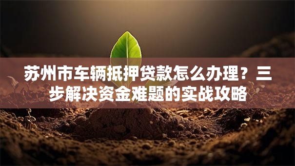 苏州市车辆抵押贷款怎么办理?三步解决资金难题的实战攻略 苏州市车辆抵押贷款怎么办理?三步解决资金难题的实战攻略