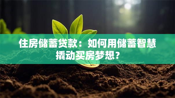 住房储蓄贷款：如何用储蓄智慧撬动买房梦想？