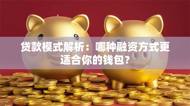 贷款模式解析：哪种融资方式更适合你的钱包？