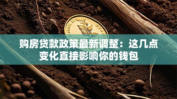 购房贷款政策最新调整：这几点变化直接影响你的钱包