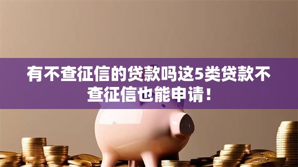 有不查征信的贷款吗这5类贷款不查征信也能申请！