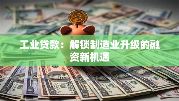 工业贷款：解锁制造业升级的融资新机遇