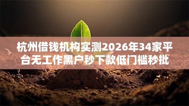 杭州借钱机构实测2026年34家平台无工作黑户秒下款低门槛秒批！