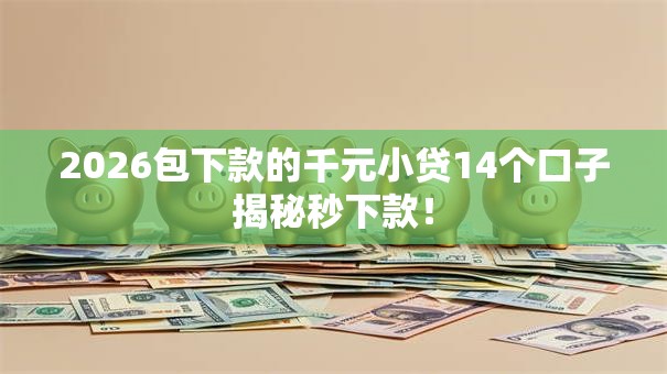 2026包下款的千元小贷14个口子揭秘秒下款！