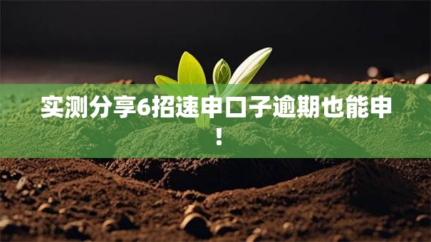 实测分享6招速申口子逾期也能申！