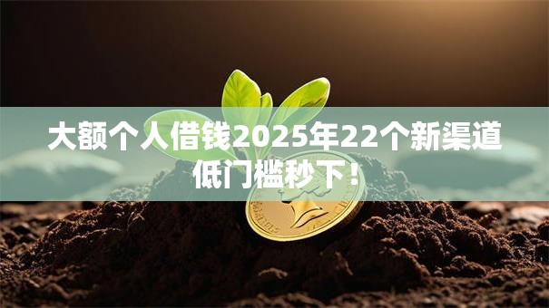 大额个人借钱2025年22个新渠道低门槛秒下！